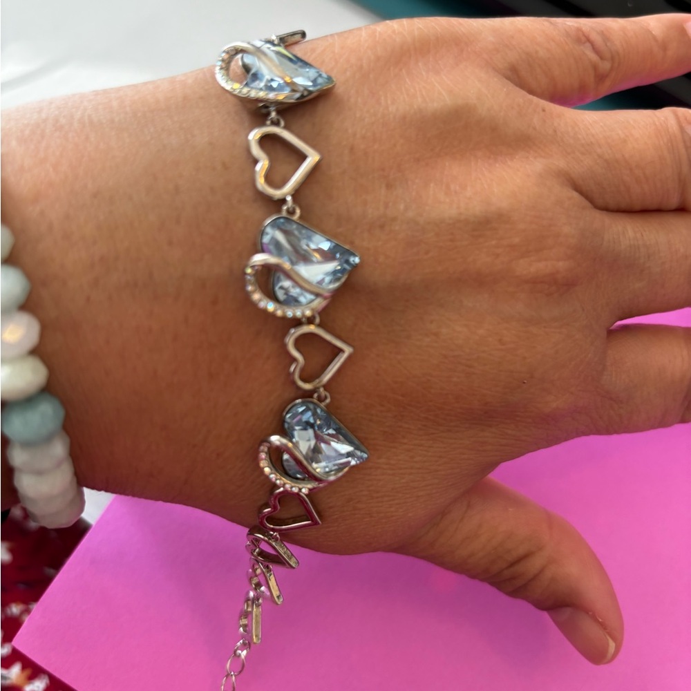 Elegant Silver Heart anklet with Blue hearts 🩵